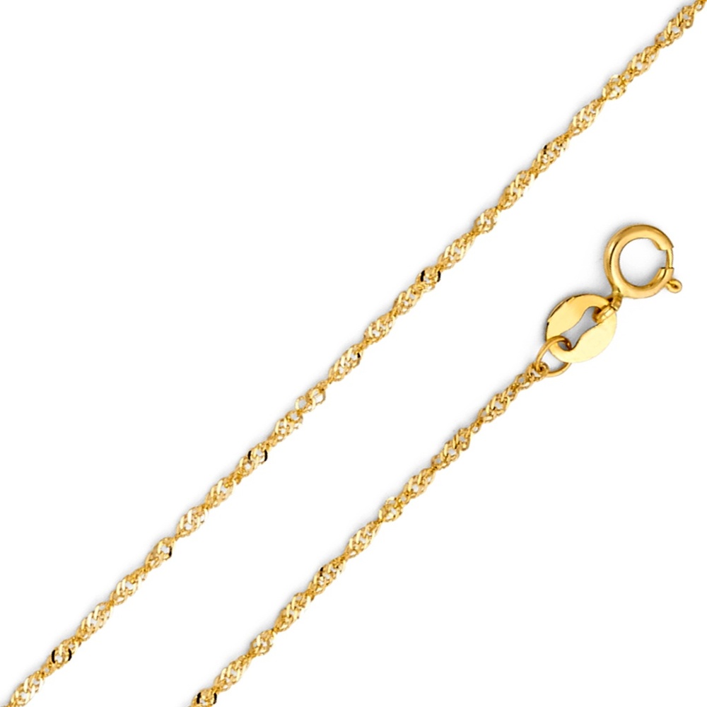 14K Yellow 0.9mm Singapore Chain - 18"